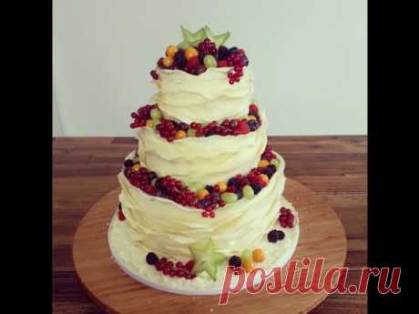 dreistöckige fruchtige Hochzeitstorte ohne Fondant :) Deko-Idee mit Modellierschokolade