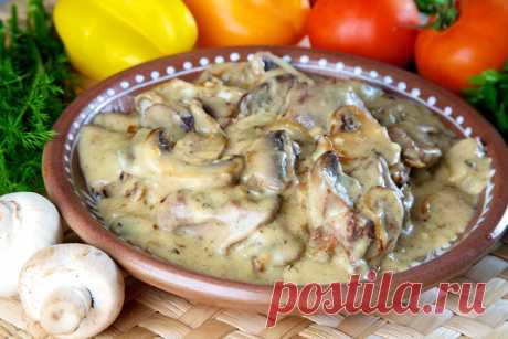 Печëнка куриная в сметанном соусе - Блюда из мяса птицы