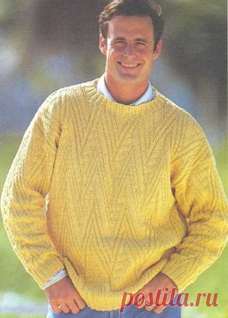 Вяжем спицами: 10 мужских пуловеров с описаниями и схемами | Рукоделие с Татьяной Н | Яндекс Дзен