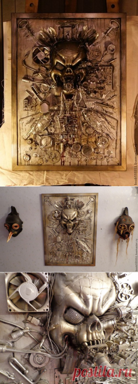 Коллаж в духе стимпанк(Steampunk) - серебряный, коллаж, мистика, череп, стимпанк, сюрреализм, постапокалипсис, монстр