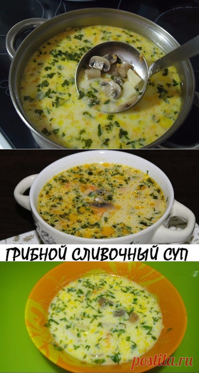 Самый вкусный грибной сливочный суп ! Сочетание сливок, плавленого сыра и грибов — так вкусно, просто пальчики оближешь.