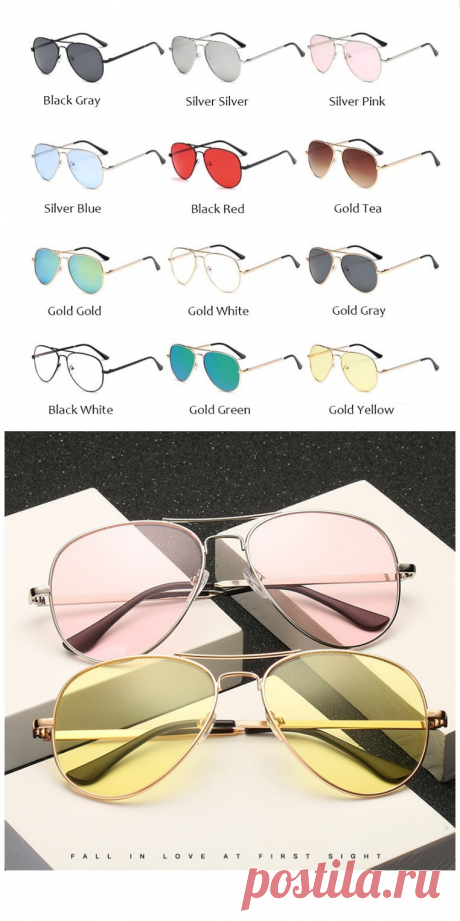 Солнцезащитные очки-авиаторы с металлической прочной оправой и цветной линзой - Солнцезащитные очки и аксессуары / СЮРПРАЙЗ
