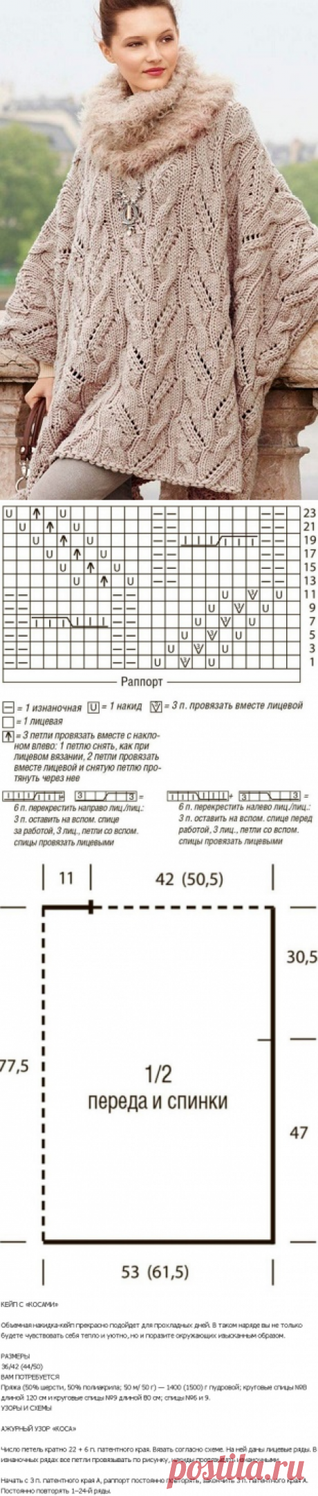 Кейп спицами