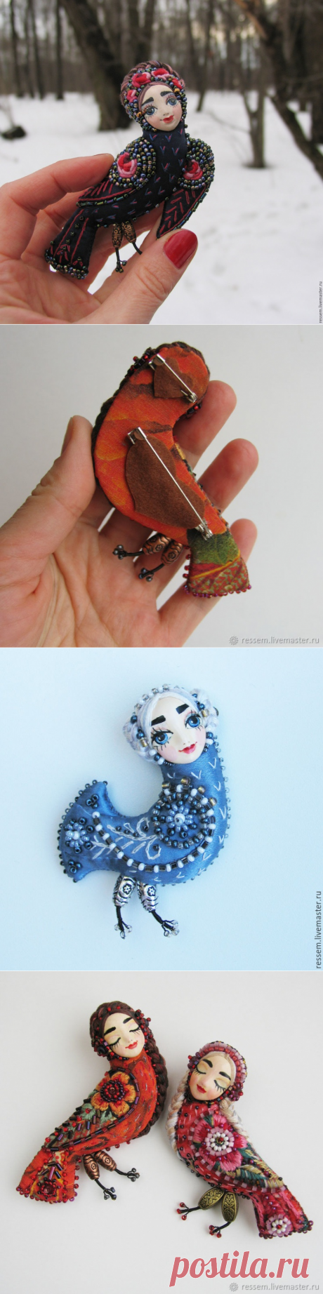 Брошки Сирин — Сделай сам, идеи для творчества - DIY Ideas