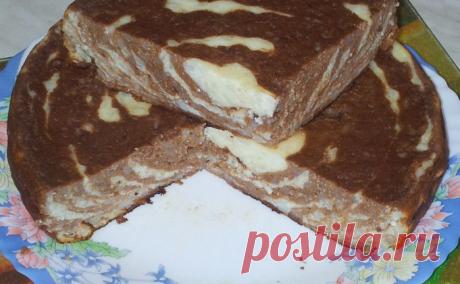 Полосато-шоколадная творожная запеканка в мультиварке..