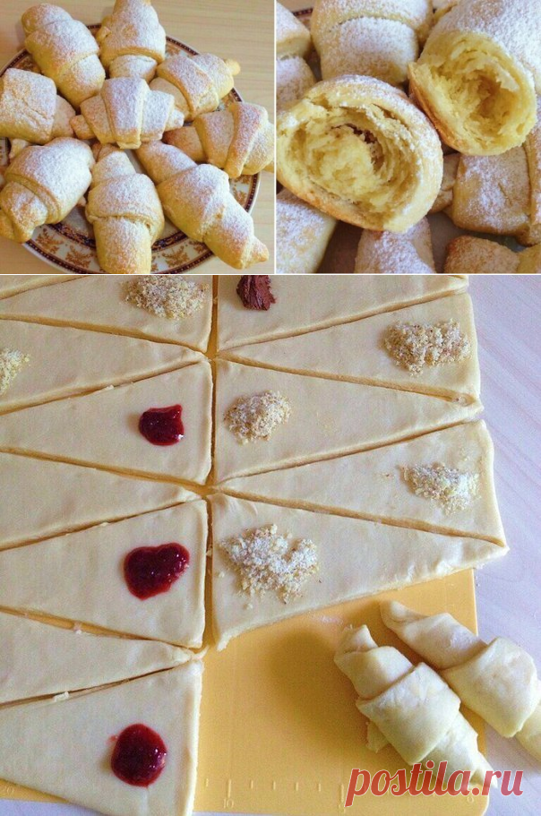 Рассыпчатые рогалики с джемом. Просто тают во рту!