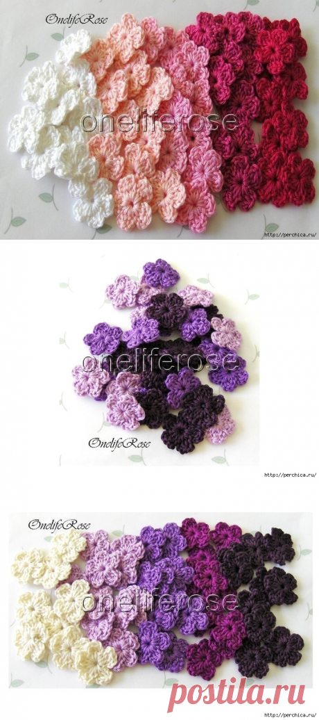 Мастер-классы и схемы мини цветочков связанных крючком