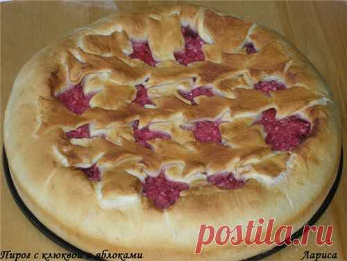 Пирог с клюквой и яблоками..
