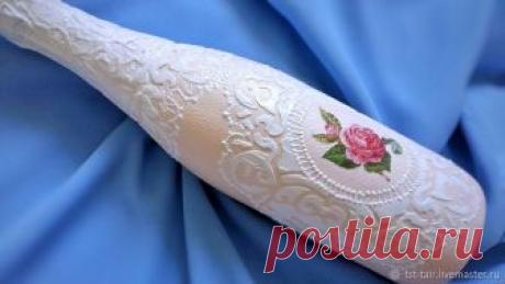 Декорируем бутылку свадебного шампанского – Ярмарка Мастеров