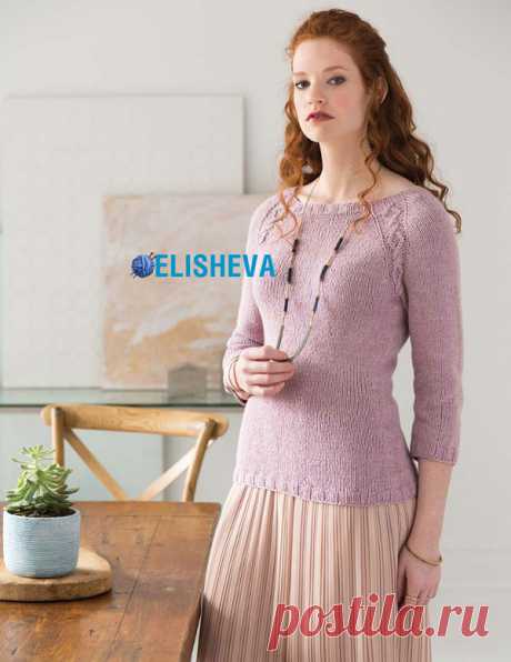 Пуловер с аранами по реглану от Vogue Knitting вязаный спицами | Блог elisheva.ru