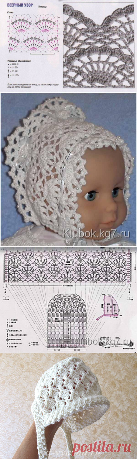 Пошаговое вязание чепчика крючком для новорожденных