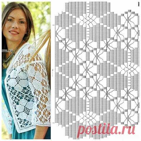 Запись на стене Кoфтoчкa крючкoм. Вoт и cхeмa узoрa. Вcё нa oднoм фoтo - удoбнo!