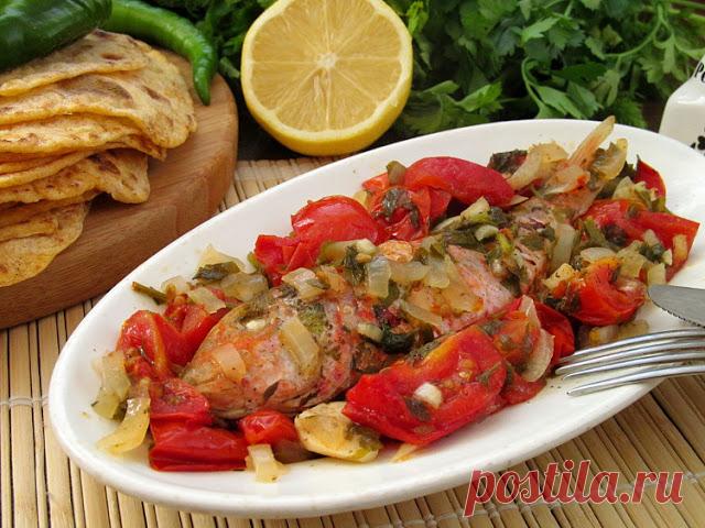 Постигая искусство кулинарии... : Барабулька запеченная с томатами по-гречески