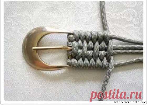 Плетение ремня на пряжке в технике макраме