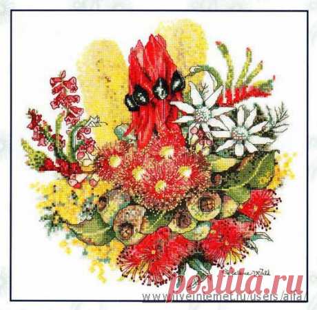 Вышивка крестом, схемы Букет диких цветов Wildflower Bouquet, Helene Wild, DMC