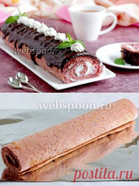 Шифоновый клубничный рулет