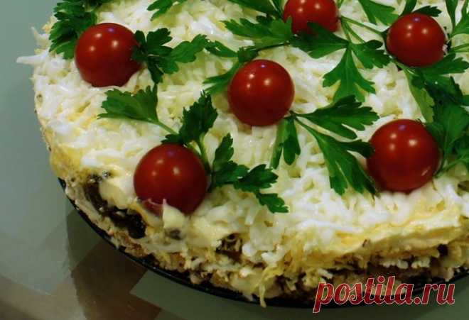 Салат с курицей и грибами