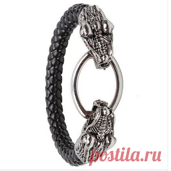 Купить кожаный плетеный браслет великий змей по низкой цене
