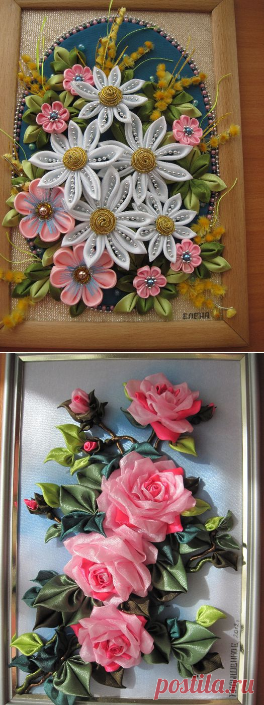 Картины из цветов канзаши - Рукоделие