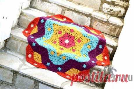 Плед крючком, яркий плед – цветок