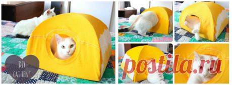Палатка для кошки из старой футболки