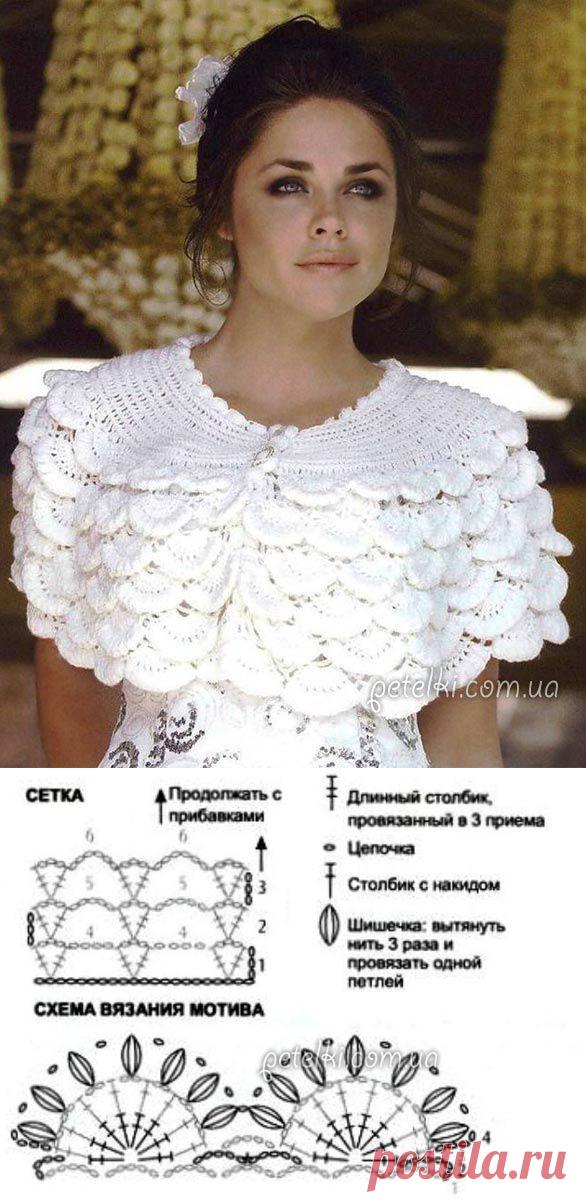 Нарядная пелерина крючком. Описание, схема