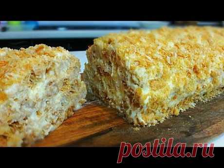 Быстрый Торт из 3 Ингредиентов/Вкуснейший Торт "Полено" из Слоеного Теста (Рулет "Наполеон")