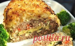 Запеканка из фарша с начинкой и в картофельной "шубке"