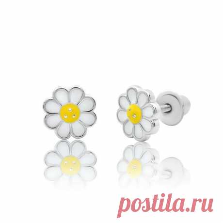 серебряные серьги пусеты для девочки 5 - 12 лет ромашка umi stars - купить с доставкой по выгодным ценам в интернет-магазине OZON (212118031)