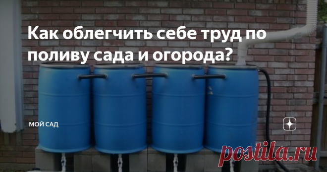 Как облегчить себе труд по поливу сада и огорода? Летом, когда устанавливается сухая жаркая погода, если в саду или огороде кроме сорняков еще что-то растет, то поливать приходится много. Существует много разных вариантов как облегчить себе эту работу, но не всегда есть условия или возможности сделать, например, автоматическую систему полива. Такая система требует установки различного оборудования, поэтому  продумывать ее нужно на стадии, когда