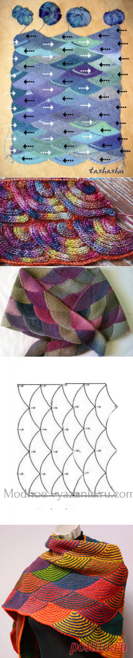 Мастер-класс узора спицами *Чешуя дракона* в технике пэчворк - Modnoe Vyazanie ru.com