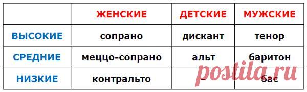 Мужские и женские певческие голоса | Музыкальный класс