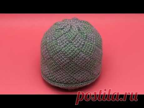 Шапка узором энтерлак тунисским крючком (enterlak tunisian crochet hat)