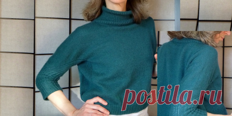 Пуловер оверсайз для женщин Posh Blouse Стильный пуловер оверсайз для женщин, вязаный спицами лицевой гладью. Женский пуловер оверсайз интересной конструкции, который очень легко связать. Пуловер выполняется круговыми рядами от нижней кромки вверх.