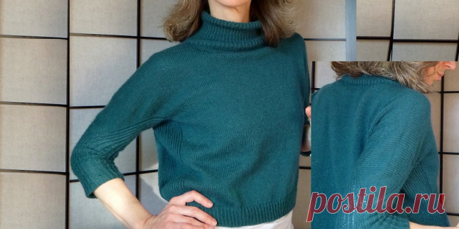 Пуловер оверсайз для женщин Posh Blouse Стильный пуловер оверсайз для женщин, вязаный спицами лицевой гладью. Женский пуловер оверсайз интересной конструкции, который очень легко связать. Пуловер выполняется круговыми рядами от нижней кромки вверх.