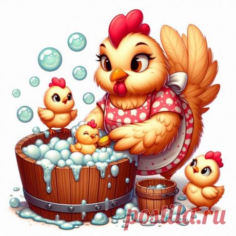 Курочка с цыплятами.(картинки для творчества)