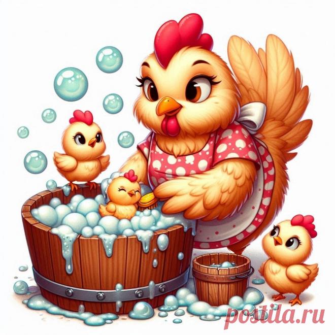 Курочка с цыплятами.(картинки для творчества)