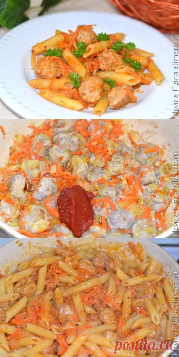 Макароны по-флотски с фрикадельками