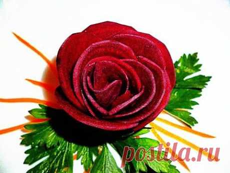 Розы из свеклы! Rose of beet! Украшения из овощей! Decoration of vegetables! - YouTube