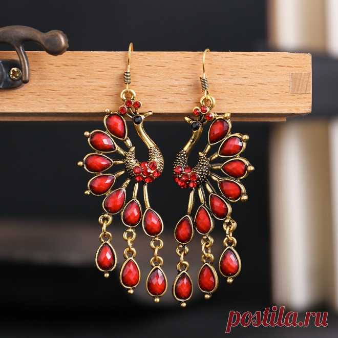 134р-Винтажные женские индийские серьги в форме павлина Jhumka турецкие бусины из синего камня резные серьги из сплава Цыганский родовой ювелирные изделия | Украшения и аксессуары | АлиЭкспресс