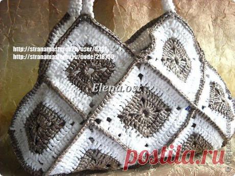 Вязаная сумка из квадратов | Страна Мастеров