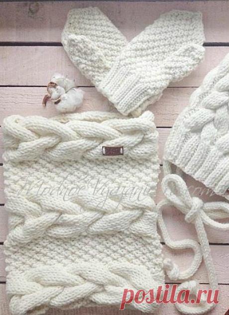 Снуд спицами узорами из кос - Modnoe Vyazanie ru.com