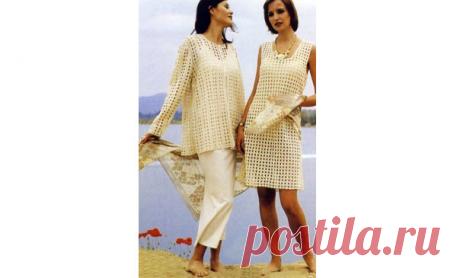 Классическое платье филейной вязкой Вязаное крючком филейное платье платье классического покроя. Схема