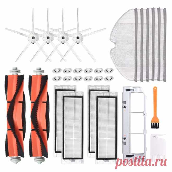 31pcs replacements for xiaomi s5 s5 max s6 vacuum cleaner parts accessories mop clothes*6 water cores*12 cleaning tool*1 main brush cover*1 hepa filters*4 yellow cleaning brush*1 side brushes *4 main brushes*2 non-original Sale - Banggood.com