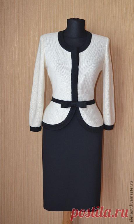 Купить Вязаный жакет - белый, однотонный, жакет, Жакет вязаный, женская одежда, вязанный жакет