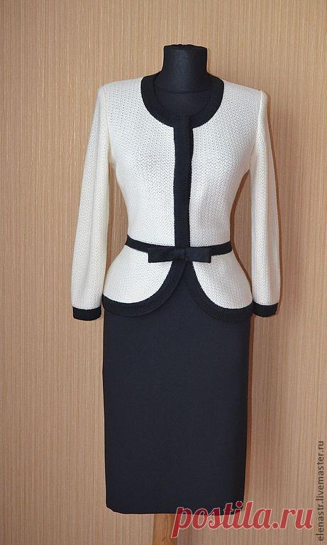 Купить Вязаный жакет - белый, однотонный, жакет, Жакет вязаный, женская одежда, вязанный жакет