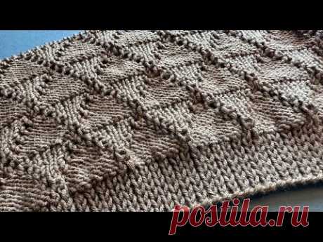 Как связать эффектный узор «Ромбы» спицами 🧶✨ Идеально для свитеров и кардиганов 👕❤️