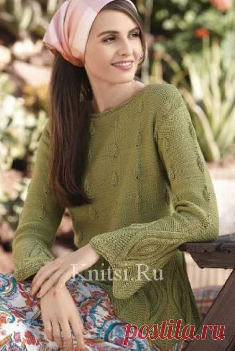 Оливково-зеленый пуловер. Вязание для женщин / Пуловеры / Спицами