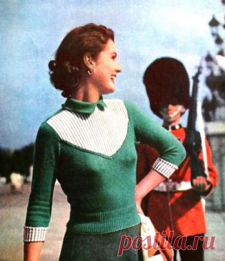 Easy-to-wear on-duty jumper, Stitchcraft November 1951 (image scanned by Magdorable)