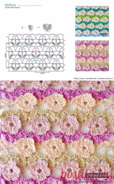 Нежный цветочный узор крючком — Сделай сам, идеи для творчества - DIY Ideas